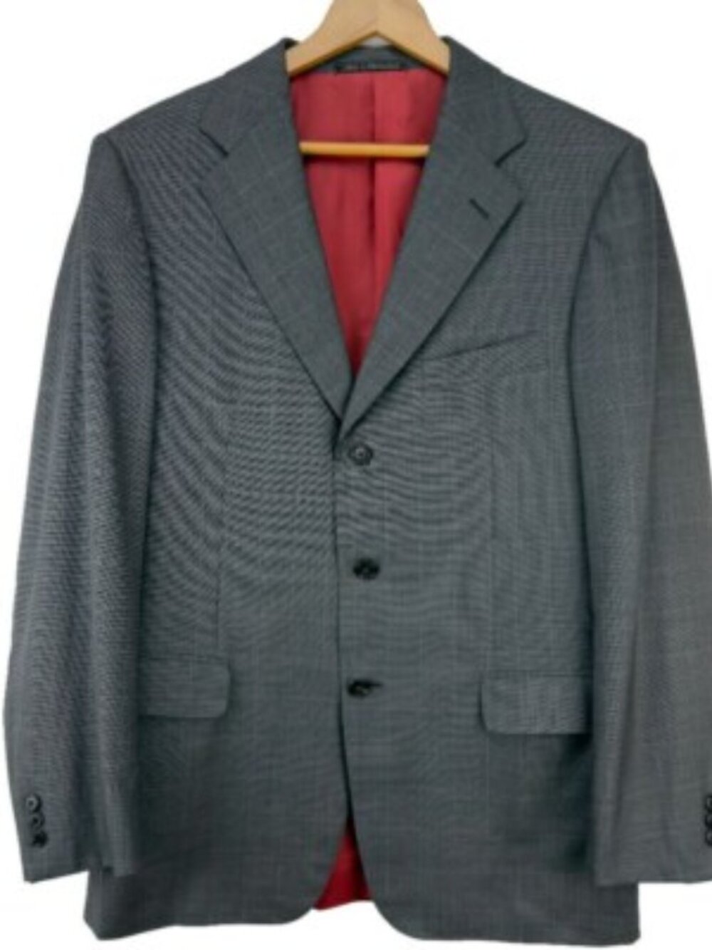 ERMENEGILDO ZEGNA Trofeo Wool 3 Button Front Checked Grey Blazer 50R US 40R